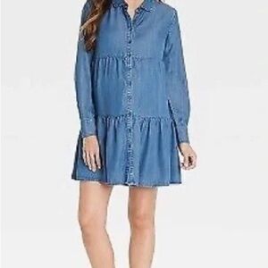 Maternity Blue Denim Dress